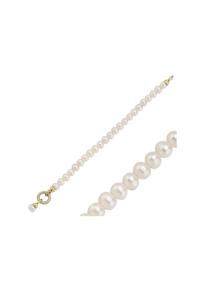8,5 Mm Halka Kilitli Doğal İnci Bileklik 23 Cm / Sarı Sarı Sarı Altın