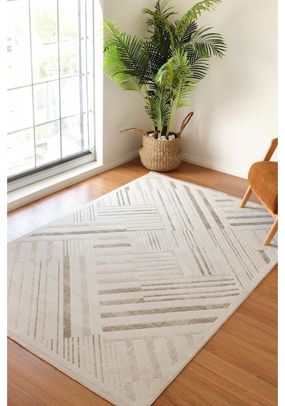 Kaşmir Halı 7/24 Elegante Lumina Bej 80X300 CM Salon Mutfak Halısı Yolluk Kilim