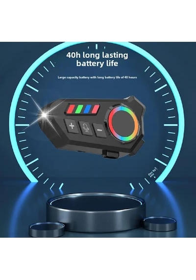 Fener Işık Özellikli Kask Kulaklık Su Geçirmez Bluetooth 5.4 Motosiklet Kask Kulaklığı Rgb Işıklı