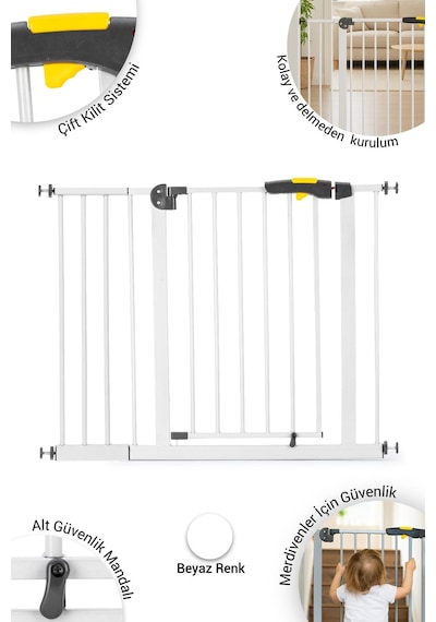 Wellgro Pro 95-100 Cm Çocuk Güvenlik Kapısı, Merdiven Kapısı Ve Korkuluk, Beyaz