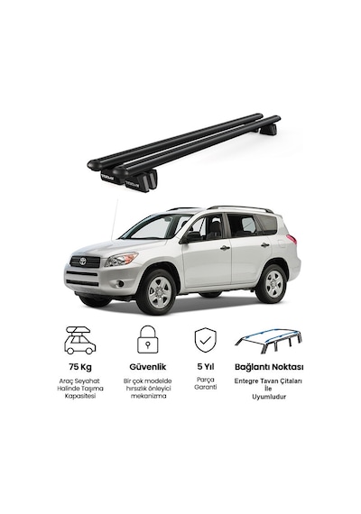 Pençe Toyota Rav4 Ara Atkı 2006-2012 Uyumlu Siyah Ara Atkı Port Bagaj Tavan Barı