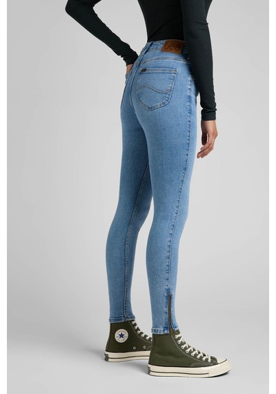 Lee Skinny Fit Dar Kesim Yüksek Bel Çok Dar Paça Mavi Kadın Esnek Jean Denim Kot Pantolon L31BERPA Mavi