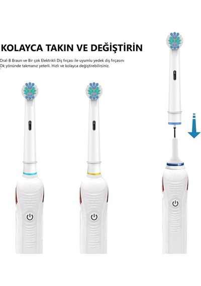 Hannah 3'lü Şarjlı/pilli Diş Fırçası Yedek Başlık Hassas Dişler