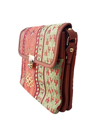 Otantik Kilim Desenli Omuz Çantası Antrasit
