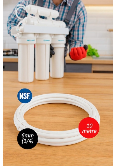 Su Arıtma Cihazı Hortumu Fda Ve Nsf Belgeli 6 MM 1/4" 10 M (Standart Ev Tipi Arıtmalar İçin)