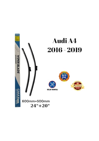 Audi A4 2016 2017 2018 2019 Uyumlu 24"+20" İnç Araca Özel Ön Cam Silecek Süpürgesi Takımı 600+500mm