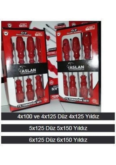 Tornavida Takımı Düz Yıldız Berlinsel 7 Parça Set