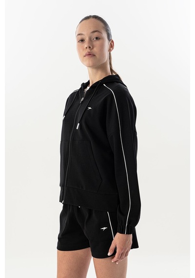 Maraton Comfort Kadın Kapüşonlu Siyah-beyaz Tracktop Siyah-beyaz