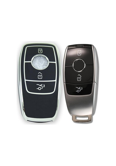 Mercedes Uyumlu Benz 2017-2020 Fbs4 Tip 1 Box Siyah-gümüş Oto Anahtar Kumanda Kabı Kılıf Oto Anahtarlık