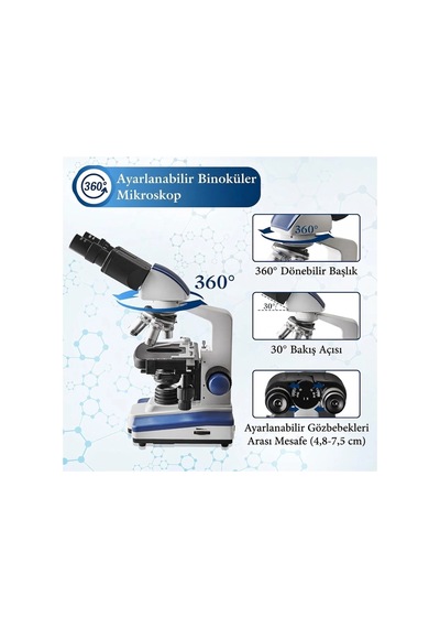 Profesyonel 2500x Hassas Odaklı Binoküler Biyolojik Laboratuvar Mikroskobu