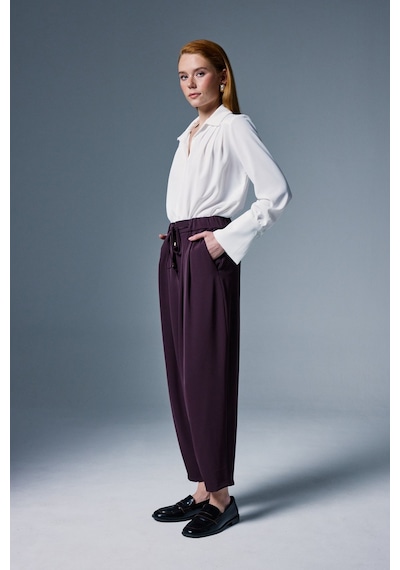 Sateen Talia Pantolon - Mürdüm-137100 Mürdüm