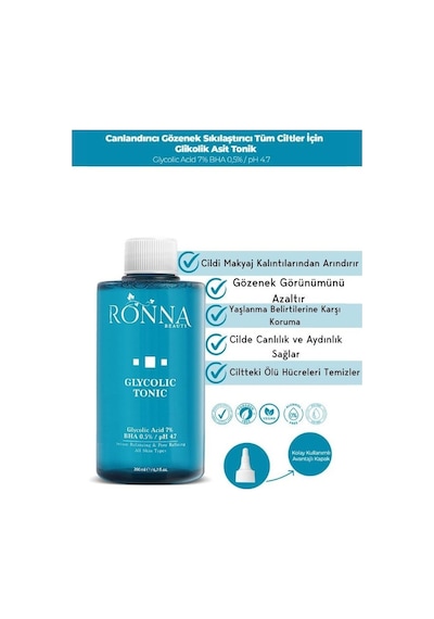 Ronna Beauty Glycolic Gözenek Sıkılaştırıcı Tonik 200 ML