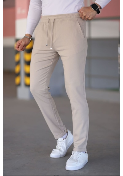 Bürke Erkek Krem Renk Beli Lastikli Bağcıklı Esnek Fitted Jogger Pantolon Kumaş Pantolon Bürke Erkek Krem Renk Beli Lastikli Bağcıklı Esnek Fitted Jogger Pantolon Kumaş Pantolon