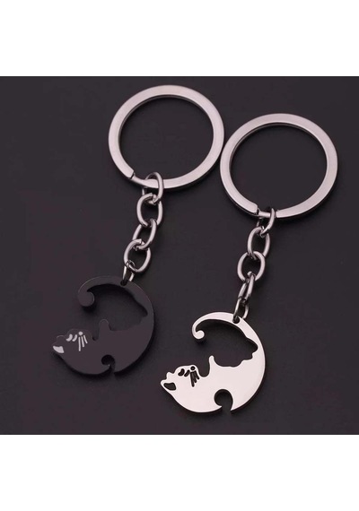Yin-yang Cats Kedi Ikili Sevgili Arkadaşlık Siyah Beyaz Anahtarlı