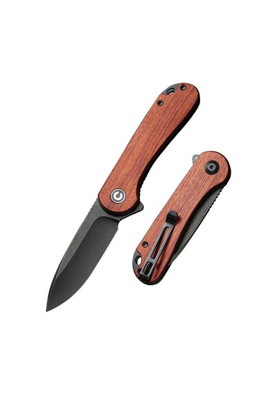 Civivi Guibourtia Wood Handle Black Stonewashed D2 Blade Kamp Çakı Kahverengi