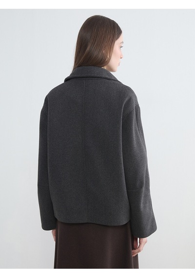 Lcw Modest Antrasit Kruvaze Yaka Oversize Kadın Kaşe Kaban