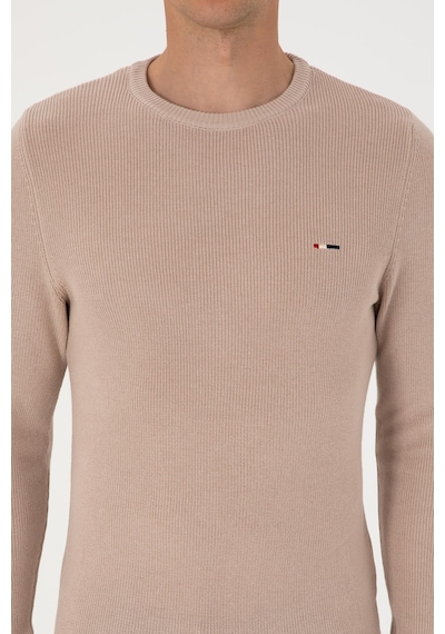 U.S. Polo Assn. Erkek Slim Fit Bisiklet Yaka Taş Basic Kazak 50313667-VR049