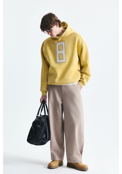 Vamos Numara Baskılı Oversize Sweatshirt Sarı
