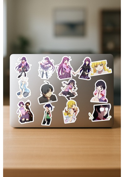 Monogatari Anime Telefon Laptop Bullet Journal Yapışkanlı Folyo Sticker Paketi 26 Adet Çok Renkli