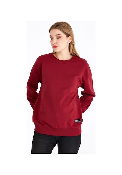 Comeor Kadın Bordo Basic Bisiklet Yaka Regular Fit Rahat Sweatshirt 001