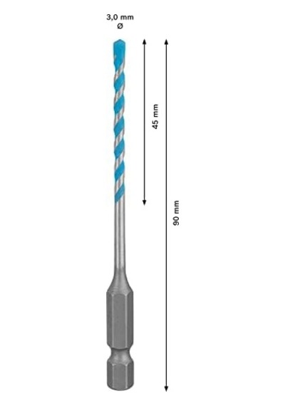 Professional 1x Expert Hex-9 Multiconstruction Delme Uçları Beton, Yumuşak Döşemeler, Çelik, Yumuşak Ahşap, Plastik, Ø 3,00x90 Mm, Aksesuar Döner Matkap/vidalamalar
