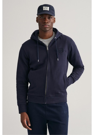 Gant Erkek Fermuarlı Logolu Sweatshirt - Lacivert Black