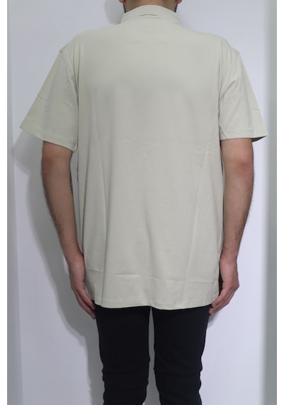 Santa Dmctekstil Erkek Desenli Spor Kesim Rahat Kalıp Polo Yaka Battal T-shirt Koyu Bej