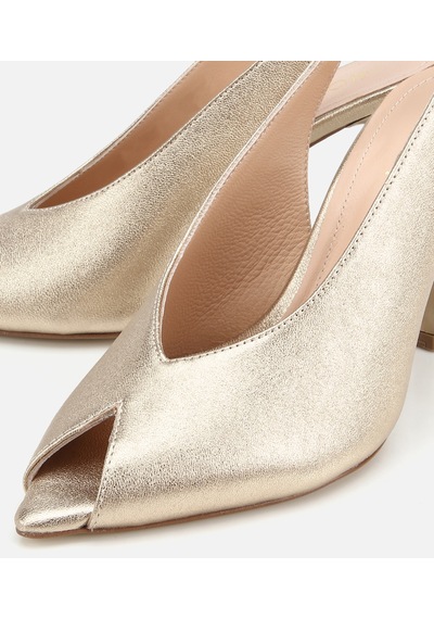 Hotiç Kadın Deri Gold Burnu Açık İnce Topuklu Stiletto Çok Renkli