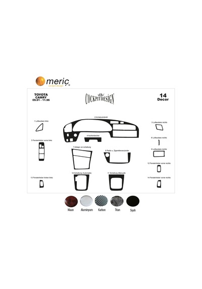 Meriç® Toyota Uyumlu Camry Ön Torpido Kaplama 14 Parça 1991-1997 (530157421)