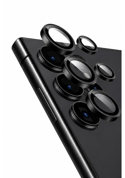 Samsung Galaxy S25 Ultra Uyumlu Kamera Lens Koruyucu Siyah
