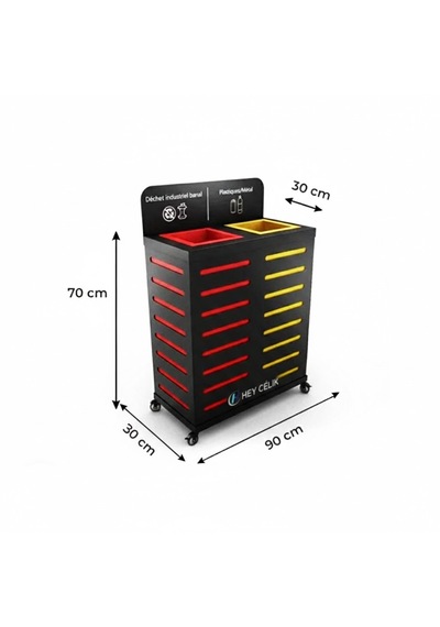 2 Li Sıfır Atık Kutusu Geri Dönüşüm Ünitesi Gd-1008 Metal Çöp Kutusu Hey Çelik