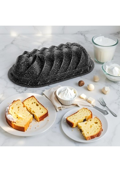 Thermo Döküm Gövdeli Keskin Tart Ve Kek Kalıbı 23cm, Dilimli Ve Döküm, Siyah Granit Benekli Piş