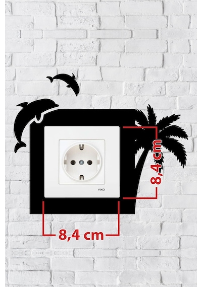 Yunus Balığı Tasarım Priz Çerçevesi İç Ölçü 8,4x8,4 Cm Dekoratif Priz - Anahtar Çerçevesi