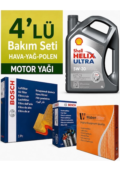 Bosch Citroen C-elysee 1.6 Dizel Filtre Bakım Seti-shell Helix Ultra Ect 5w30 4lt 2017-2019 4 Lü