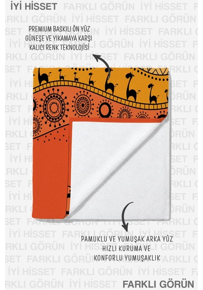 Etnik Bohem Safari Plaj Havlusu-turkuaz Turuncu Tribal Havuz Deniz Banyo Hızlı Kuruyan Sahil Örtüsü Kül Yosun