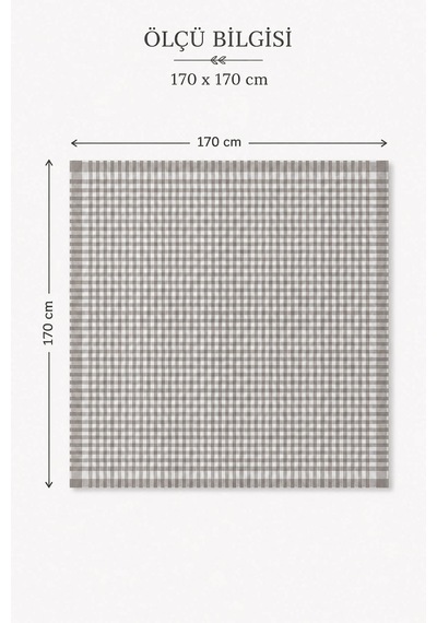 Zefira 170x170 Cm Balkon, Piknik, Mutfak Masa Örtüsü & Yer Sofra Bezi Gri