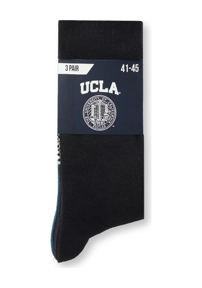 Ucla Sılvıus 3'lü Siyah Lacivert Koyu Gri Uzun Jakarlı Standard Fit Unisex Çorap Siyah Lacivert Koyu Gri