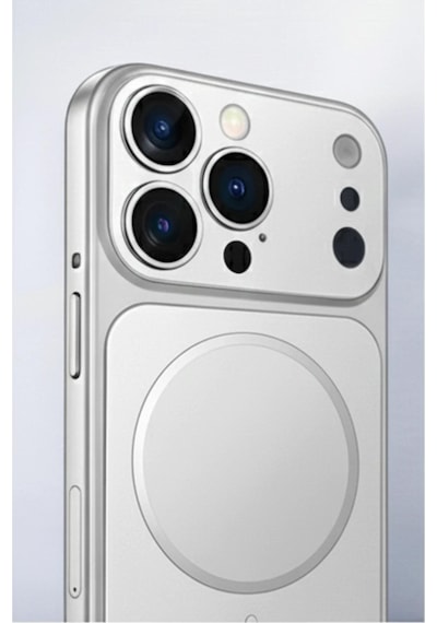 Apple Uyumlu iPhone 17 Pro Max Görünümlü Magsafeli Kamera Lensli Kılıf Silver
