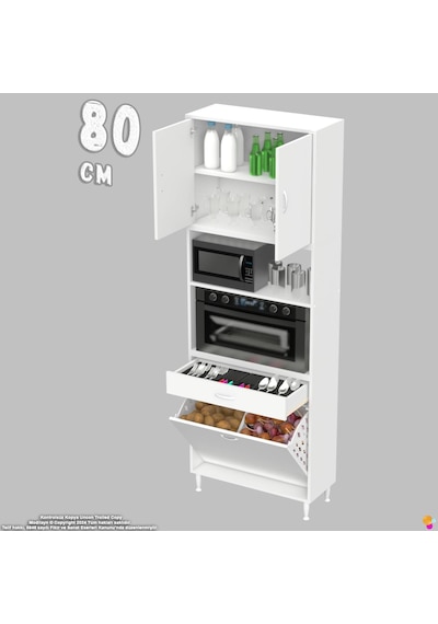 Modilayn Ece Fırın Bölmeli Kapaklı Çekmeceli Sepetli Çok Amaçlı Mutfak Dolabı 80 Cm Beyaz Modilayn Ece Fırın Bölmeli Kapaklı Çekmeceli Sepetli Çok Amaçlı Mutfak Dolabı 80 Cm Beyaz