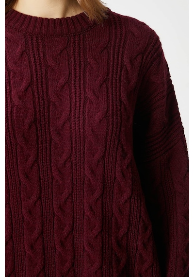 Ritnice Kadın Stella Yumuşak Oversize Bordo Triko Kazak Bordo