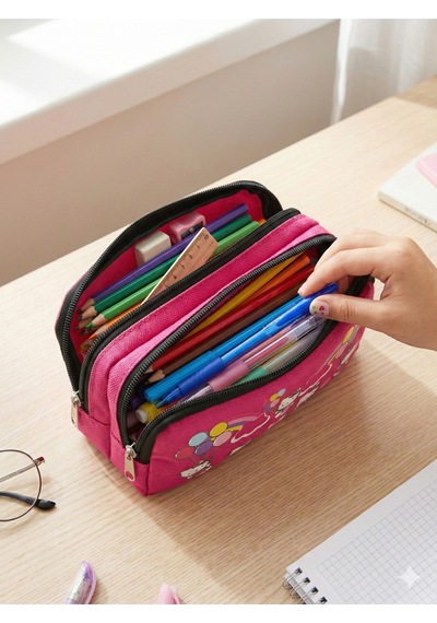 Hello Kitty Baskılı Çift Bölmeli Pembe Kız Çocuk Okul Kalemliği Pembe