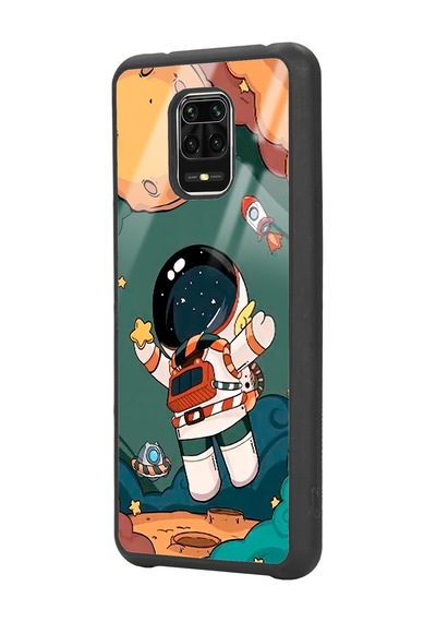 Xiaomi Redmi Note 9 Pro Anime Astronot Tasarımlı Glossy Telefon Kılıfı Siyah