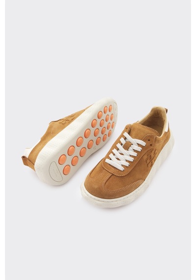 Derinet Hakiki Deri Kadın Sneaker Taba Süet Taba Süet