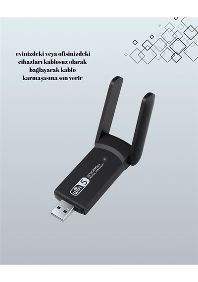 Yüksek Hızlı 1200 Mbps Çift Bant Usb Wifi Adaptör Güçlü Sinyal Geniş Uyumluluk