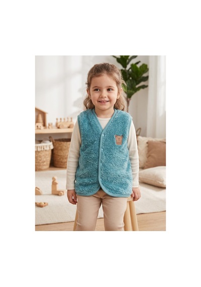 Deniva Kids Unisex Çocuk Mavi Ayıcık Figürlü Sıcak Tutan Yumuşak Dokulu Düğmeli Peluş Yelek Deniva Kids Unisex Çocuk Mavi Ayıcık Figürlü Sıcak Tutan Yumuşak Dokulu Düğmeli Peluş Yelek