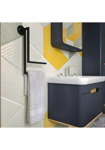 lyla concept Lotus Wall Siyah Banyo Havluluğu, Havluluk Duvara Monte Siyah