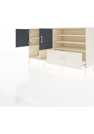 Hyperion Konsol 7 Raflı Tek Çekmeceli 2 Kapaklı 176x44x99 Aytaşı- Aytaşı-antrasit/aytaşı