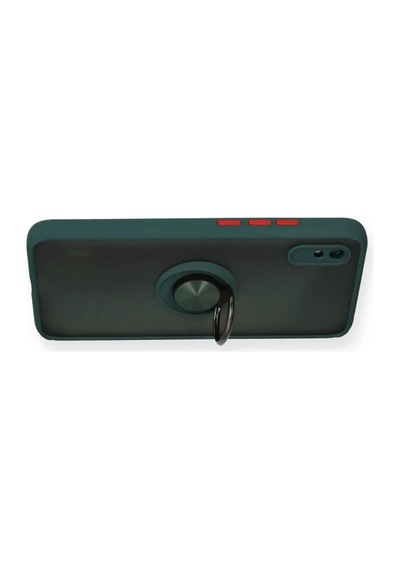 Xiaomi Redmi 9a Uyumlu Kılıf Montreal Yüzüklü Silikon Kapak - Yeşil