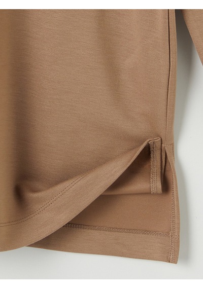 Lcw Everyday Kahverengi Çiçekli Oversize Soft Touch Kadın Tunik