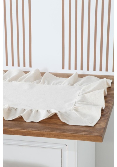 Naturel Fırfırlı Runner Vintage Krem